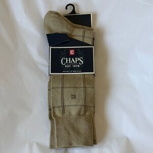 Chaps Men's Beige Plaid Dress Socks, Two Pairs